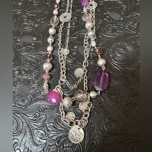Premier Designs Silver and Purple Necklace